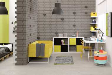 Pokój nastolatka otulony klinkierem