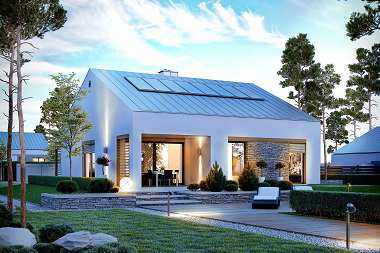 Projekty domów parterowych z garażem w bryle