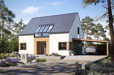 Domy z dachem bez okapu – 7 gotowych projektów 