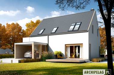 Dom z wiatą garażową