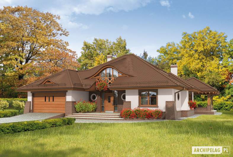 Projekt domu Seweryna G2 Mocca - wizualizacja frontowa