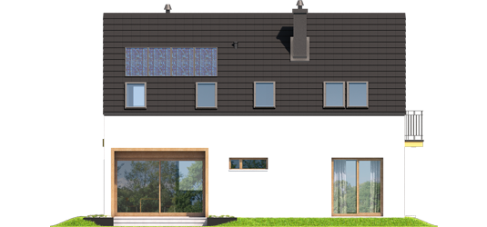 E2 ECONOMIC A - Projekt domu E2 ECONOMIC (wersja A) - elewacja tylna