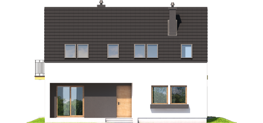 E2 ECONOMIC A - Projekt domu E2 ECONOMIC (wersja A) - elewacja frontowa