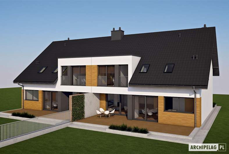 Projekt domu Wiktor G2 (bliźniak) - wizualizacja widok z góry