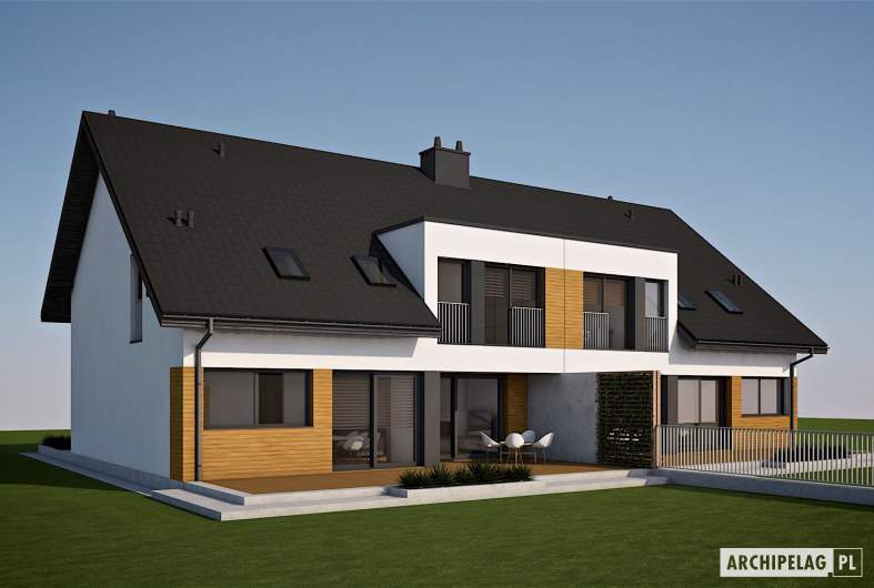 Projekt domu Wiktor G2 (bliźniak) - wizualizacja ogrodowa
