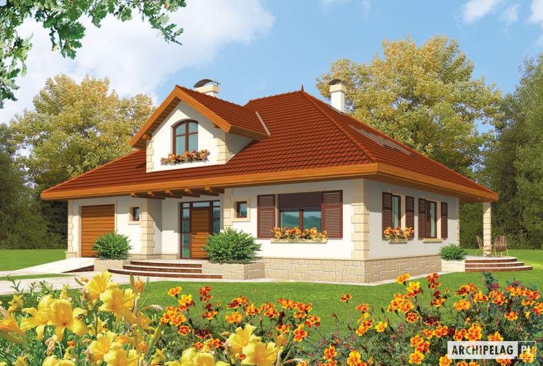 Projekt domu Fifi G1 - wizualizacja frontowa