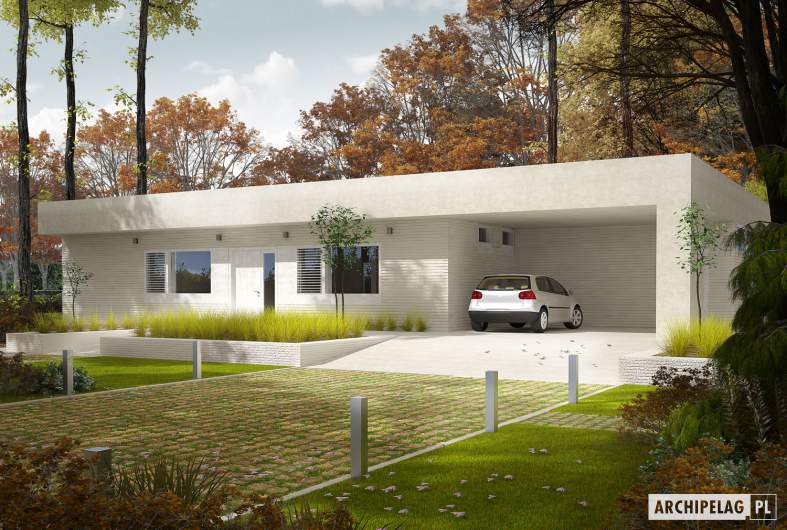 Projekt domu EX 6 (z wiatą) soft - Projekty domów ARCHIPELAG - EX 6 (z wiatą) soft - wizualizacja frontowa