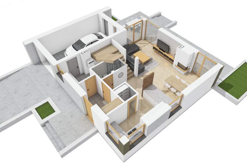Projekt domu Mini 2 G1 - widok 3D parter