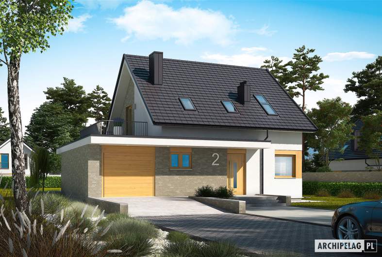 Projekt domu Mini 2 G1 - wizualizacja frontowa