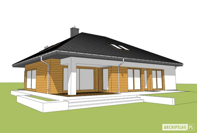 Projekt domu Marcel - widok od ogrodu