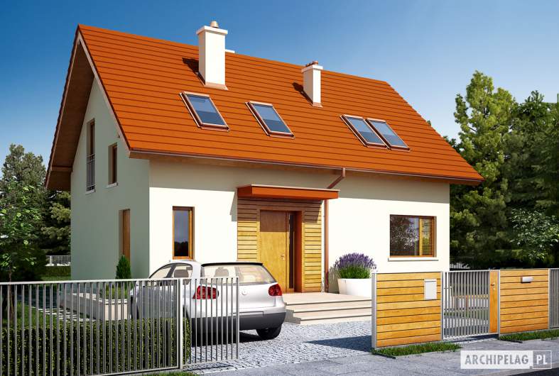 Projekt domu E1 ECONOMIC (wersja B) - wizualizacja frontowa