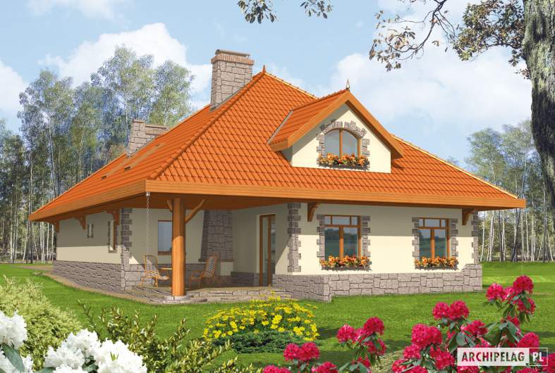 Projekt domu Sława G1 - wizualizacja ogrodowa