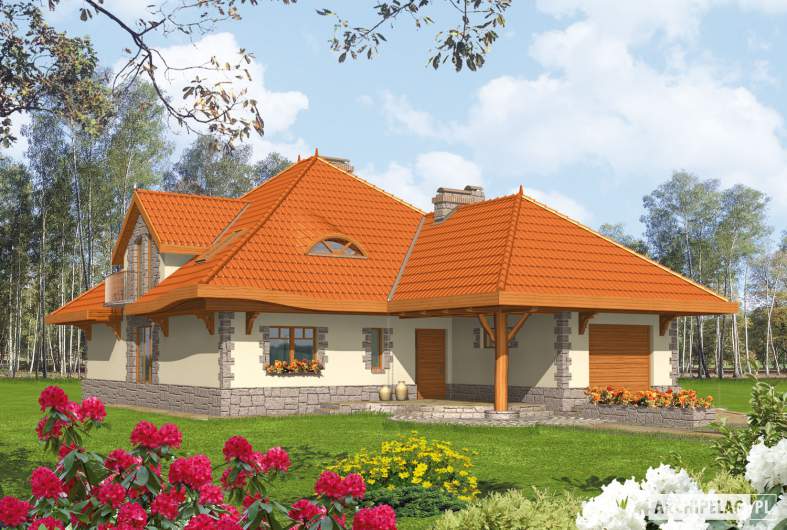 Projekt domu Sława G1 - wizualizacja frontowa