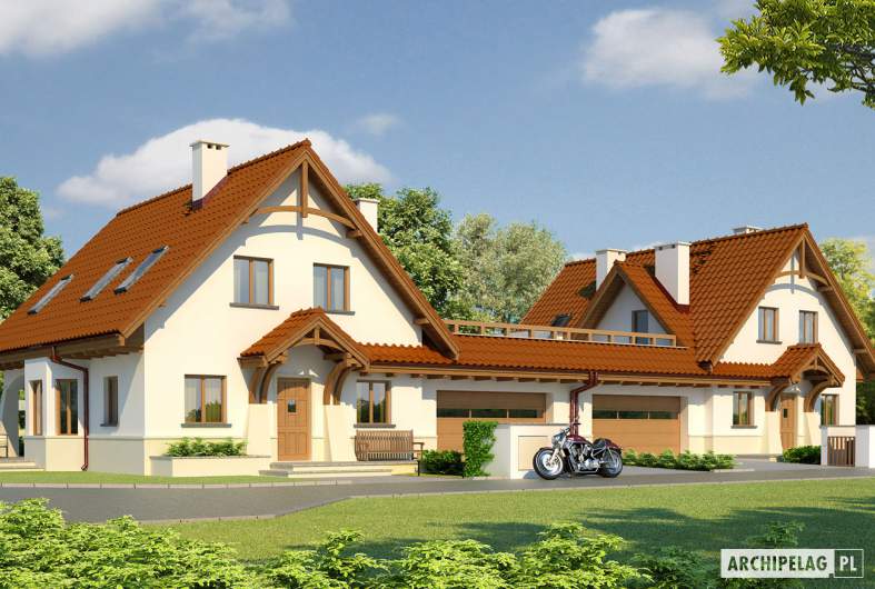 Projekt domu Karolinka G2 (bliźniak) - wizualizacja frontowa