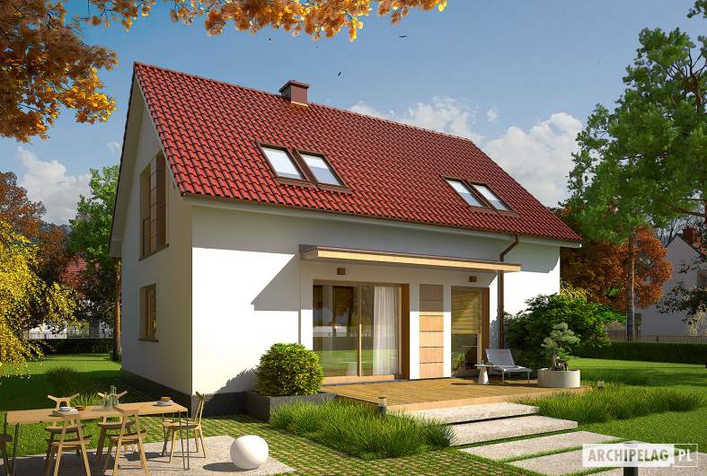 Projekt domu E12 II ECONOMIC - wizualizacja ogrodowa