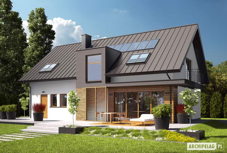 Projekt domu E6 G1 ECONOMIC (wersja A) - wizualizacja ogrodowa