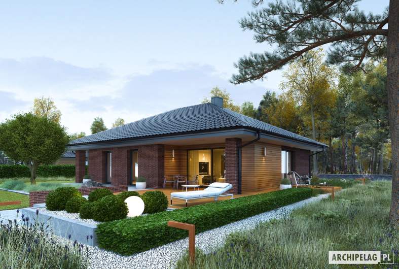 Projekt domu Mini 4 (wiązary) - wizualizacja ogrodowa