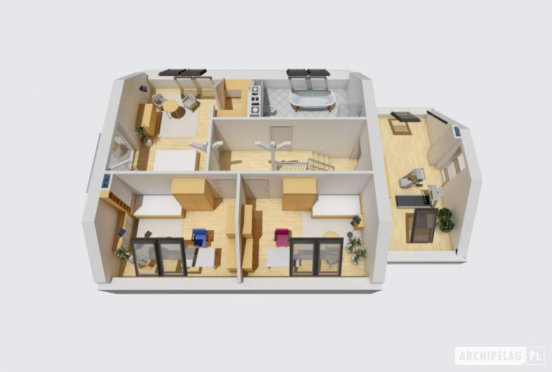 Projekt domu Marisa III G1 ENERGO - rzut poddasza 3D