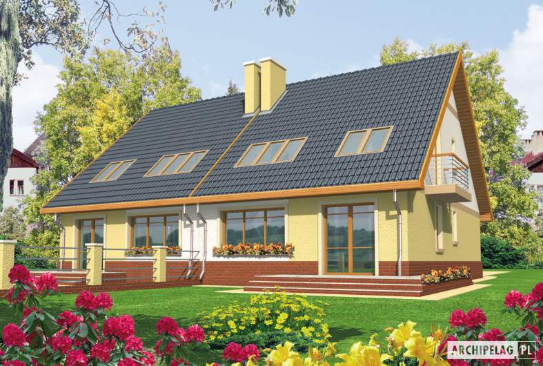 Projekt domu Malwa G1 - wizualizacja ogrodowa