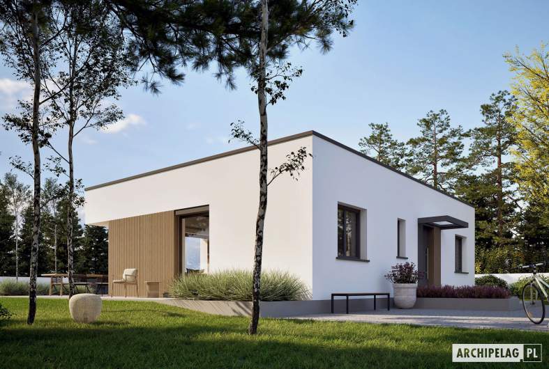 Projekt domu Mini 3 MODERN PLUS - wizualizacja frontowa boczna