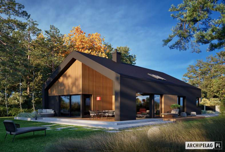 Projekt domu Daniel IX G2 ENERGO PLUS - wizualizacja ogrodowa nocna