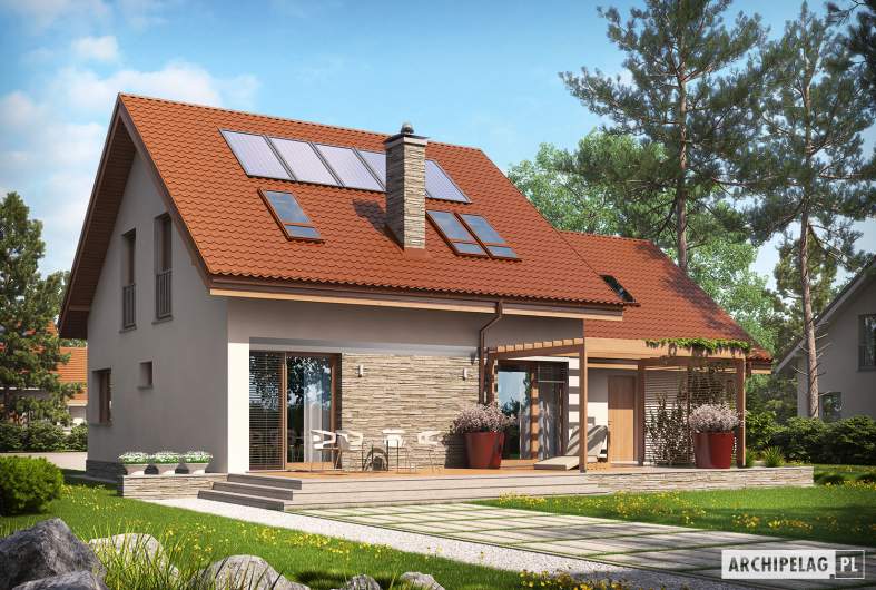 Projekt domu Leosia II G2 ENERGO - wizualizacja ogrodowa