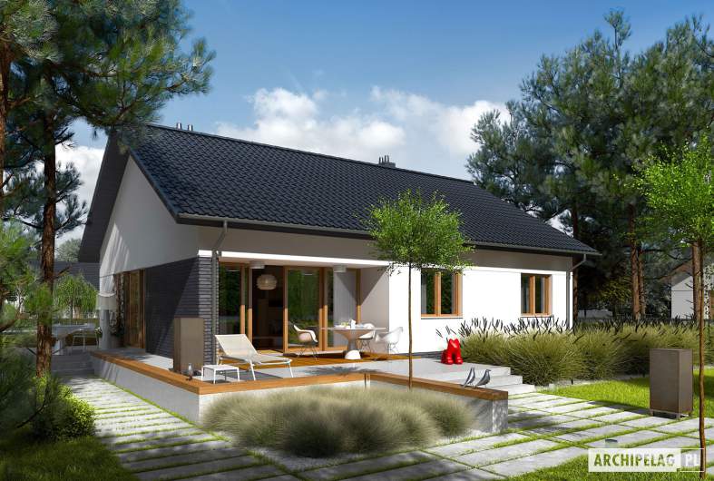 Projekt domu Swen III (wiązary) - wizualizacja ogrodowa