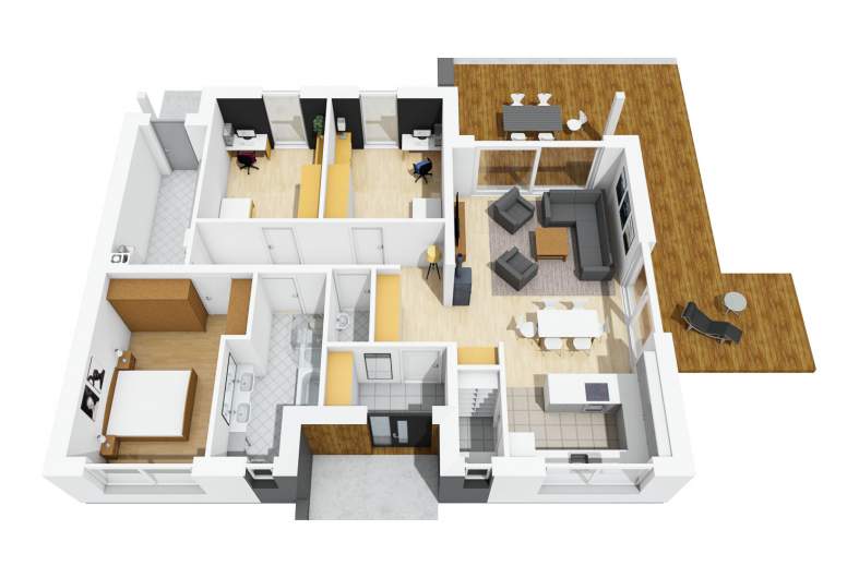 Projekt domu Mini 4 - parter 3D