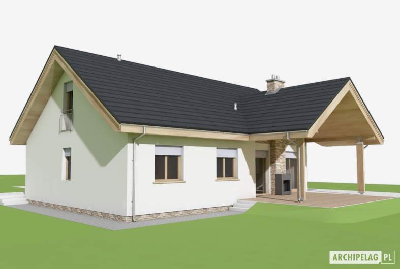 Projekt domu Simon (mały) G1 - wizualizacja ogrodowa lewa