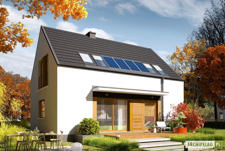 Projekt domu E12 ENERGO PLUS - wizualizacja ogrodowa