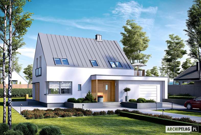 Projekt domu Lars G1 (wersja B) ENERGO PLUS - wizualizacja frontowa