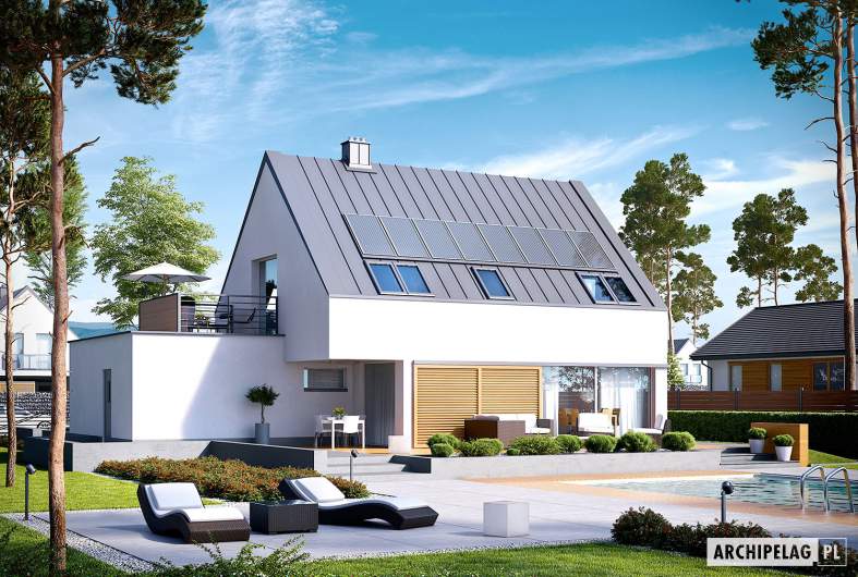 Projekt domu Lars G1 (wersja B) ENERGO PLUS - wizualizacja ogrodowa