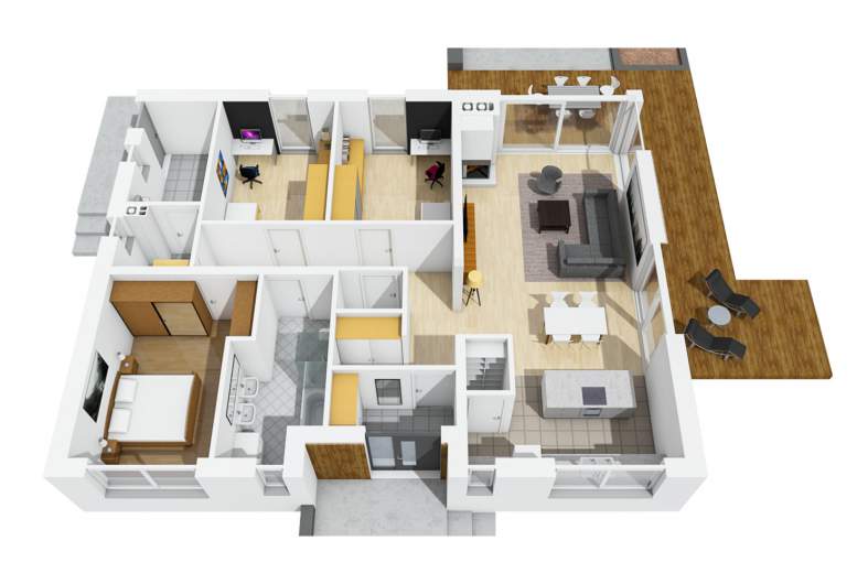 Projekt domu Mini 4 w. II - rzut 3D