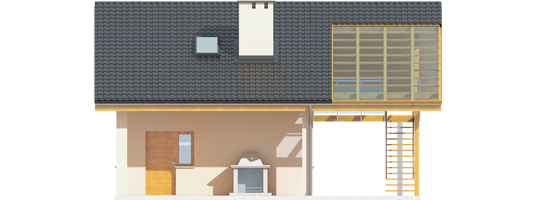 Garage G31 - Projekty garaży ARCHIPELAG - Garaż G31 (z wiatą) - elewacja tylna