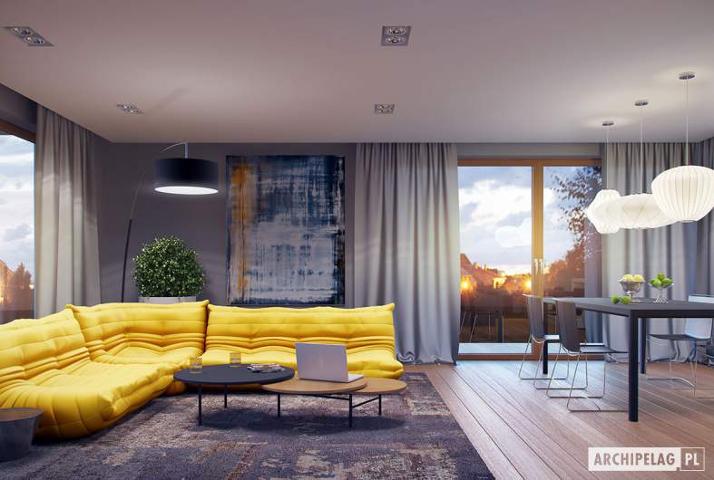Projekt domu Marcel G2 MULTI-COMFORT - wizualizacja pokój dzienny, jadalnia
