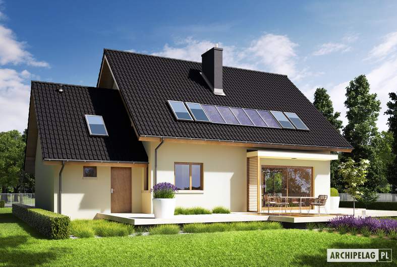Projekt domu E5 G1 ECONOMIC (wersja A) - wizualizacja ogrodowa