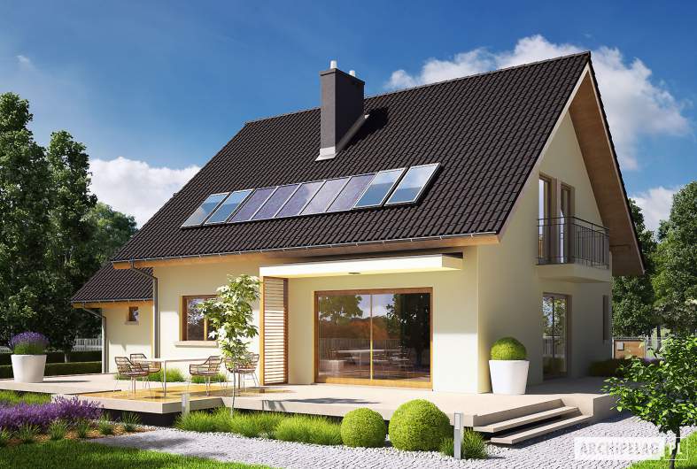 Projekt domu E5 G1 ECONOMIC (wersja A) - wizualizacja ogrodowa