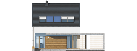 E8 ENERGO PLUS - Projekt domu E8 (z wiatą) ENERGO PLUS - elewacja tylna