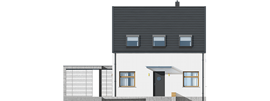 E8 ENERGO PLUS - Projekt domu E8 (z wiatą) ENERGO PLUS - elewacja frontowa