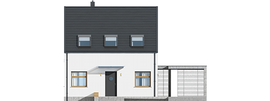 E8 ENERGO PLUS - Projekt domu E8 (z wiatą) ENERGO PLUS - elewacja frontowa