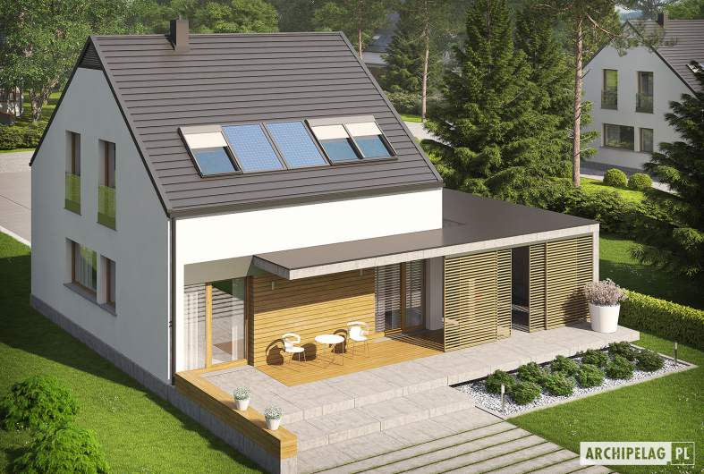 Projekt domu E8 (z wiatą) ENERGO PLUS - widok z góry