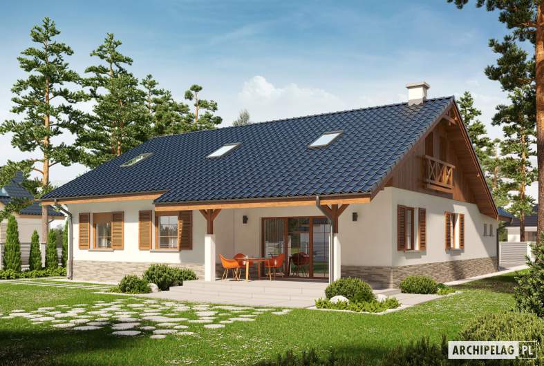 Projekt domu Rózia G1 ENERGO PLUS - wizualizacja ogrodowa