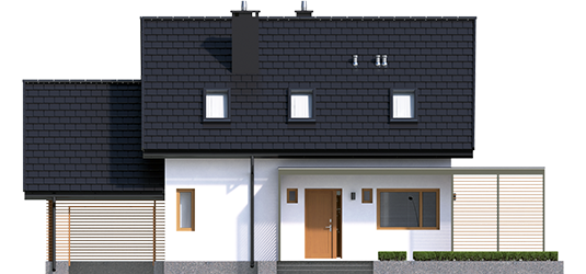 Lea G1 - Projekty domów ARCHIPELAG - Lea II (z wiatą) - elewacja frontowa
