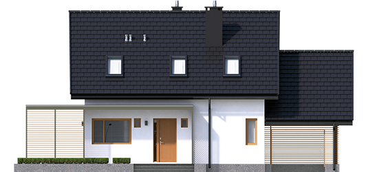 Lea G1 - Projekty domów ARCHIPELAG - Lea II (z wiatą) - elewacja frontowa
