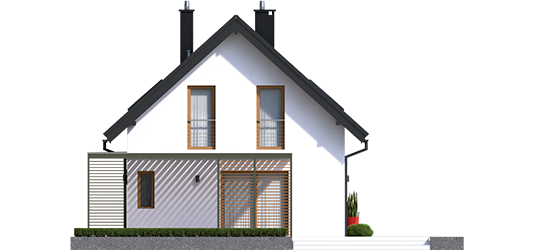 Lea G1 - Projekty domów ARCHIPELAG - Lea II (z wiatą) - elewacja prawa