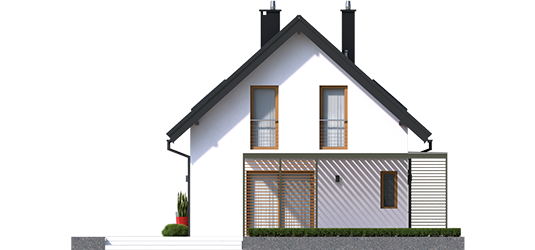 Lea G1 - Projekty domów ARCHIPELAG - Lea II (z wiatą) - elewacja prawa