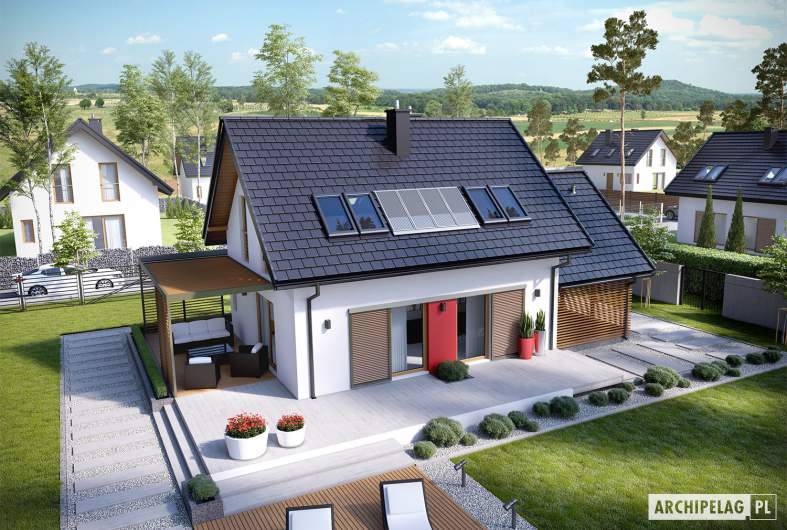 Projekt domu Lea II (z wiatą) - Projekty domów ARCHIPELAG - Lea II (z wiatą) - widok z góry