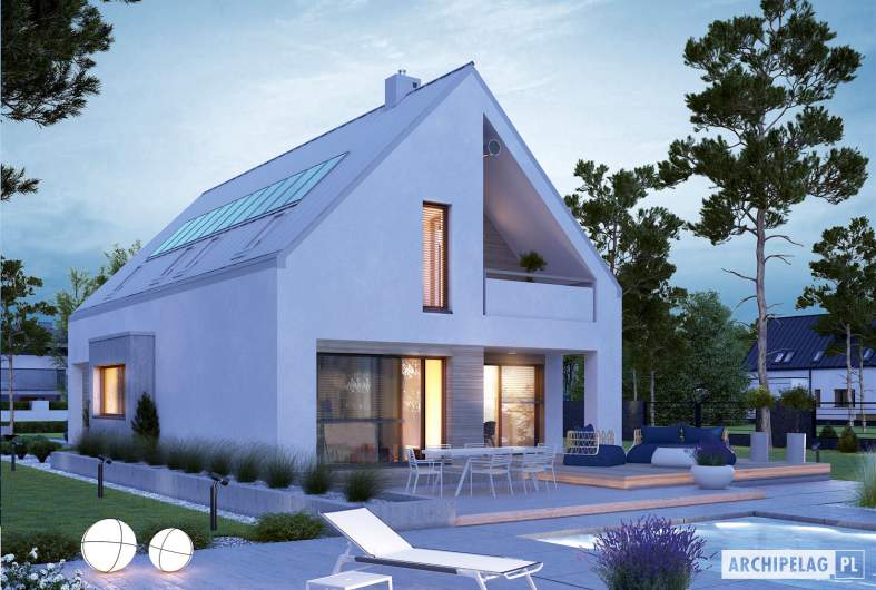 Projekt domu Riko IV G2 ENERGO PLUS - wizualizacja ogrodowa nocna