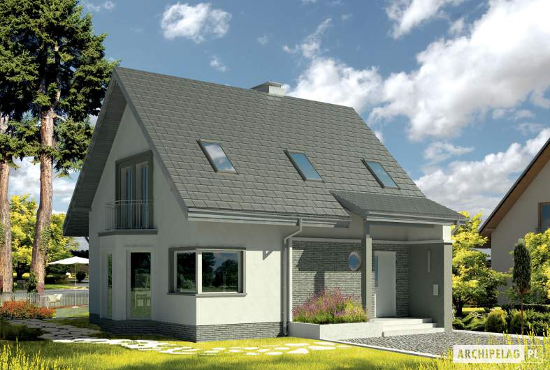 Projekt domu Kim (wersja B) - wizualizacja frontowa