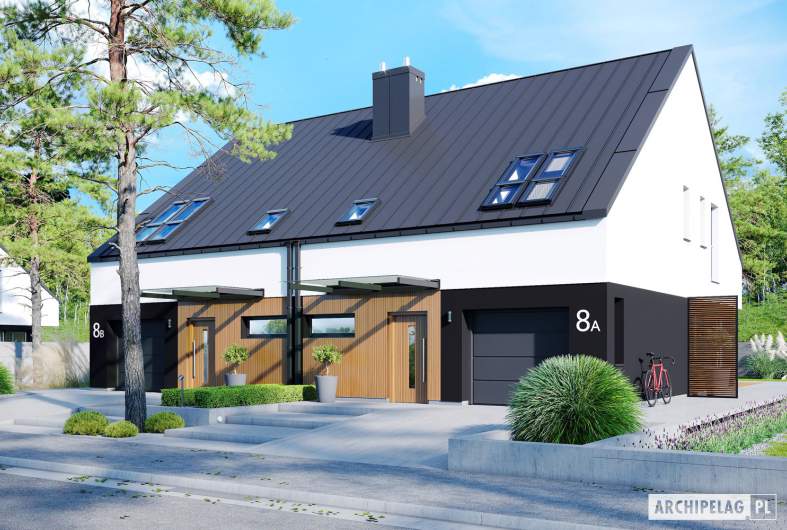 Projekt domu Lukas II G1 wersja A (bliźniak) - wizualizacja frontowa